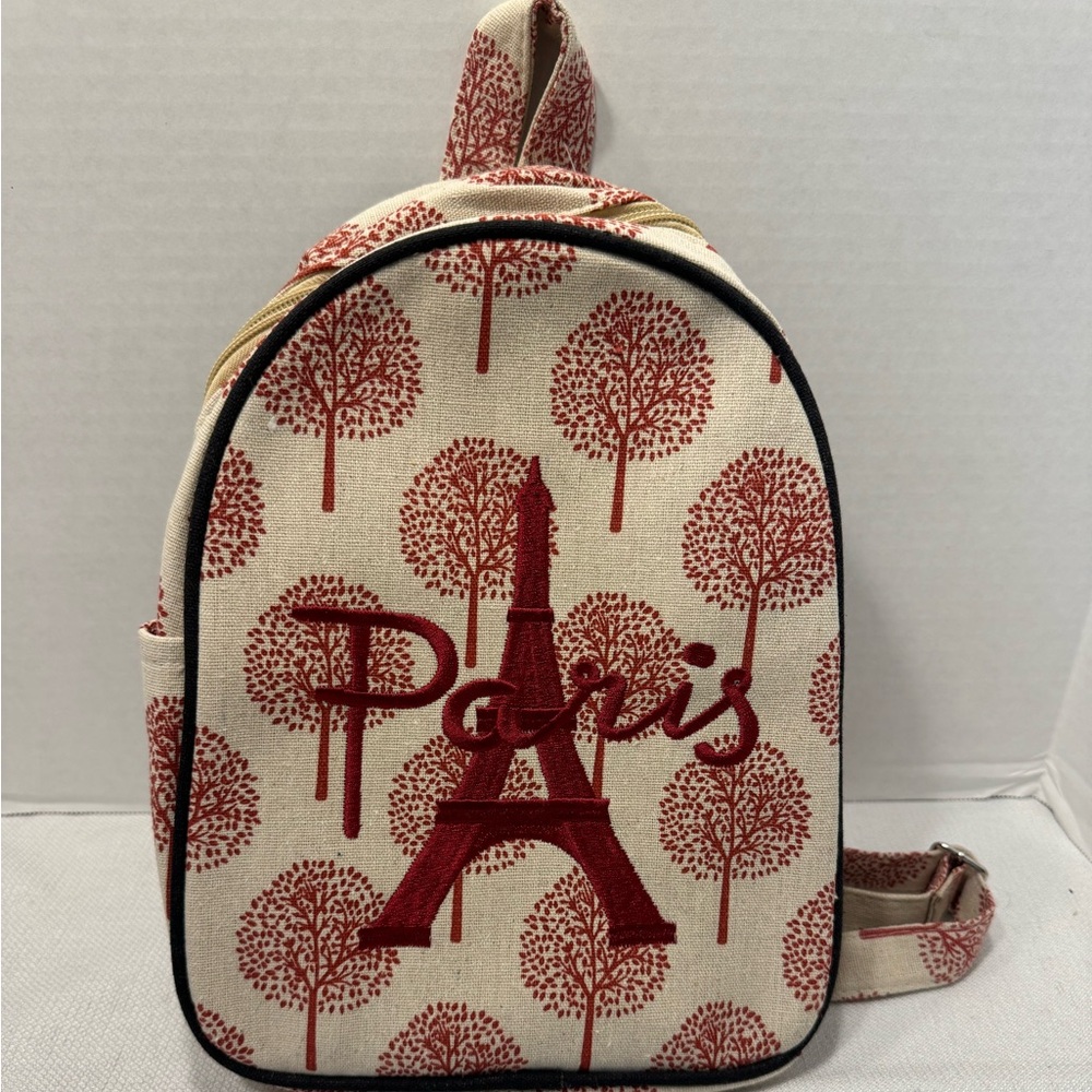 NWT Paris Yaya Small Backpack, Beige/Wine